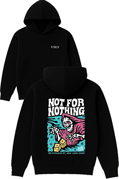 VSRN Hot for nothing Hanorac negru supradimensionat cu glugă și imprimeu de d...