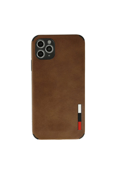 eco port حافظة آيفون 11 برو ماكس من الجلد السيليكوني مع حلقة - بني