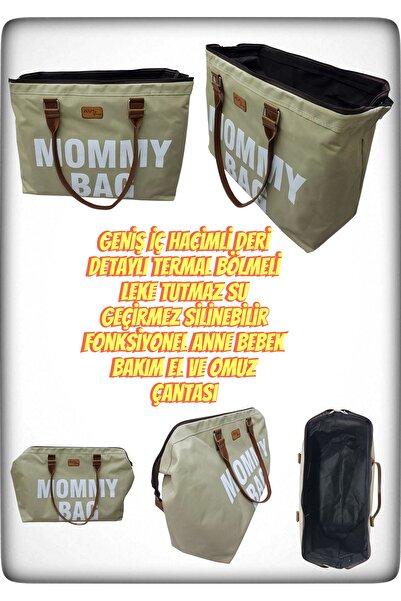 Avşar Baby Deri Kulplu Lüks Bej Termal Bölmeli Geniş Hacimli Anne Bebek Bakım...