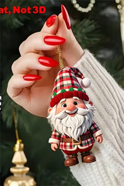 Trade Bazaar Set of 10 Wooden Christmas Dwarf Ornaments | 2D Flat Printing Colorful Hanging Decorations / Home & Party & Gift Tag