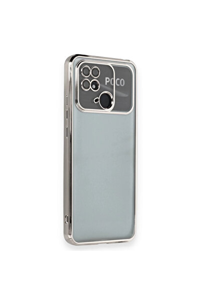 eco port حافظة بوكو سي 40 من السيليكون مع عدسة حماية للكاميرا - فضي