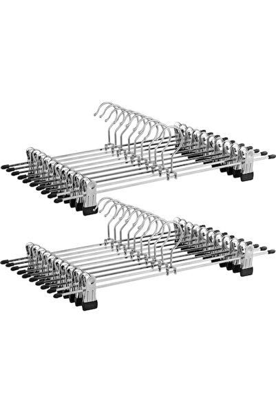 Nancy Homestore Set de 20 de clipsuri pentru umerașe, 40 x 10,5 cm, Metal, Argintiu