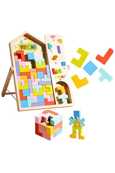 TETRİ Wooden Tetris Puzzle Blocks – Educational Toy