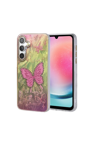 eco port غطاء حماية لهاتف سامسونج جالاكسي A24 4G - غطاء بليد ميرور منقوش - نم...