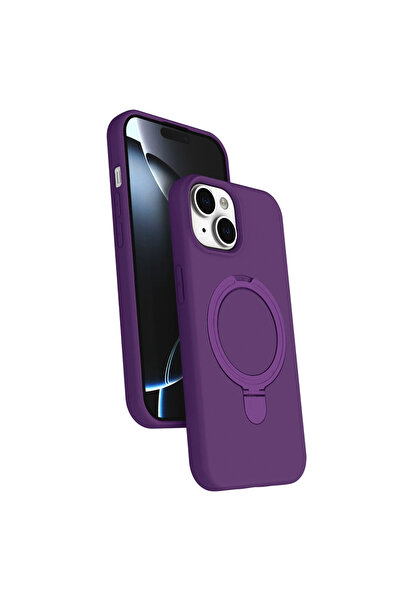 eco port غطاء آيفون 15 بلس ريجال مع حامل ماج سيف - بنفسجي غامق