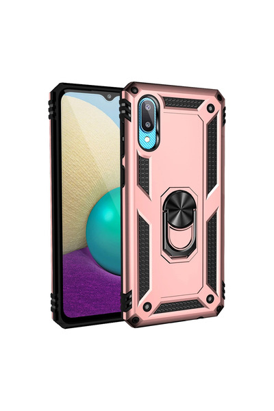 Marsilyan جراب سامسونج جالاكسي A02 غطاء سيليكون صوفيا مع حلقة - وردي