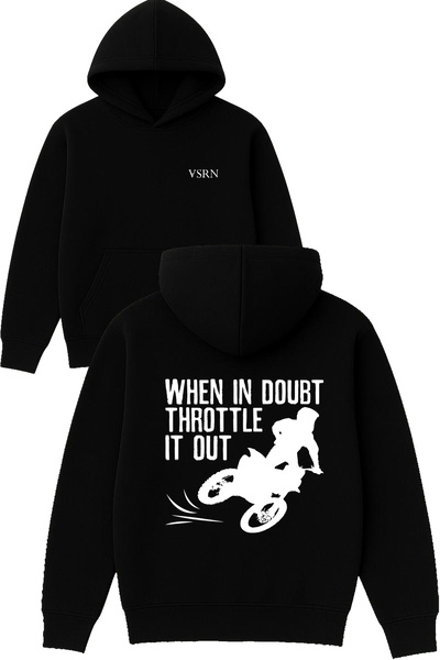 VSRN عند الشك، ارتدي سويت شيرت ديزاين مطبوع قصة فضفاضة أسود بغطاء رأس