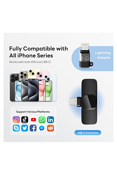 MMG Wireless Lavalier Microphone Compatible with iPhone/iPad/Android Phone