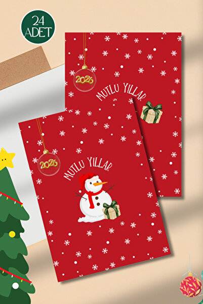 pnkycrco Yılbaşı Yeni Yıl Noel Temalı Tebrik Kartı Hediye Kartı Kartpostal 24...