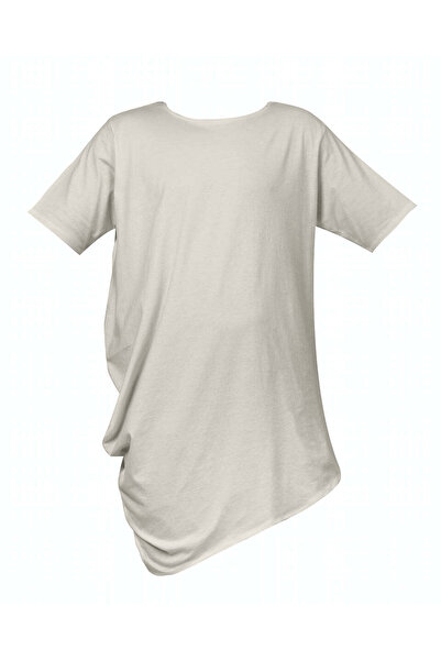 The Quiet King Gray Side Draping Cotton T-Shirt