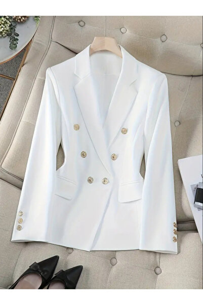 GZMBUTİK Sık Çift Düğmeli Polyester Blazer Ceket