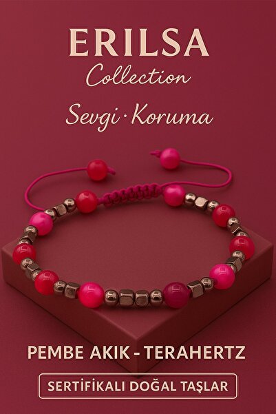 Erilsa سوار من حجر العقيق الوردي المعتمد من تيراهيرتز - حجر طبيعي يحمي الحب و...