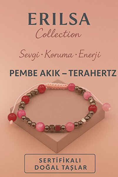 Erilsa سوار من حجر العقيق الوردي المعتمد بتقنية التيراهيرتز - حجر طبيعي يمنح ...