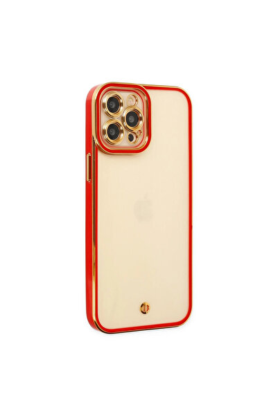 Marsilyan حافظة آيفون 12 برو من السيليكون بعدسات ليفا - أحمر