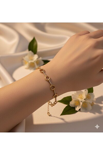 Zirkon Bileklik Zircon Stone Non Tarnish Stainless Vip Gold Bracelet