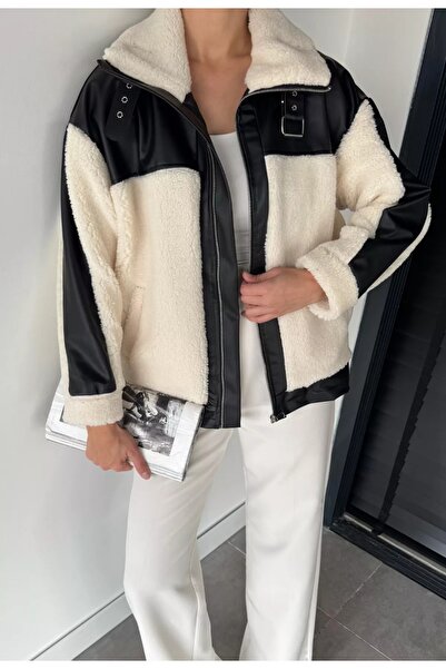 IŞILDA FASHION Palton de pluș pentru femei cu secțiuni