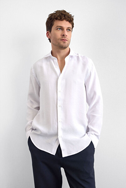 Back And Bond Ανδρικό πουκάμισο με μακρυμάνικο πουκάμισο με κανονική εφαρμογή Back & Bond Modal Blended B35W20014 101