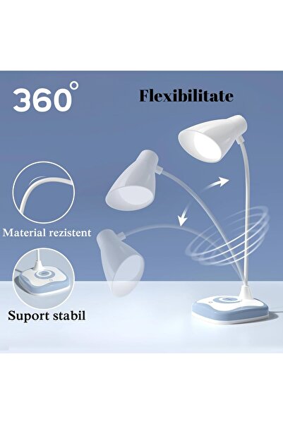 Fresner LED lamp for desk or bedside table, portable, USB charging, 3 intensity levels plus night light mode