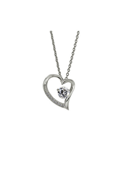 RAFINI Colier Twinkle Heart Silver - Placat cu Aur 18K, Otel inoxidabil