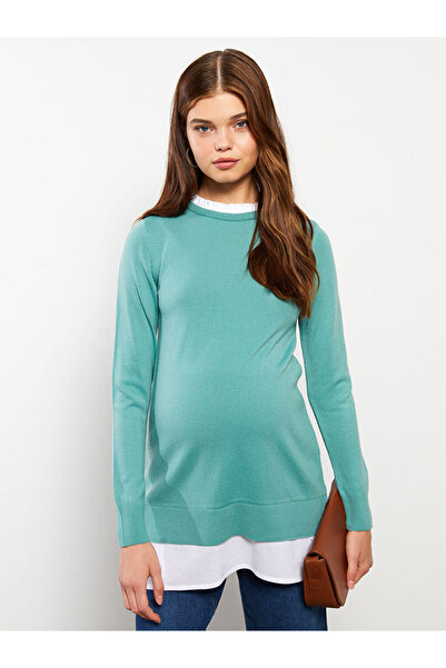 LC Waikiki Crew Neck Plain Long Sleeve Maternity Tunic