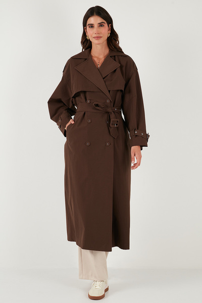 Lela Cotton Oversized Double-Breasted Collar Sleeve Epaulettes Windbreaker Trench Coat Trench Coat 6839637