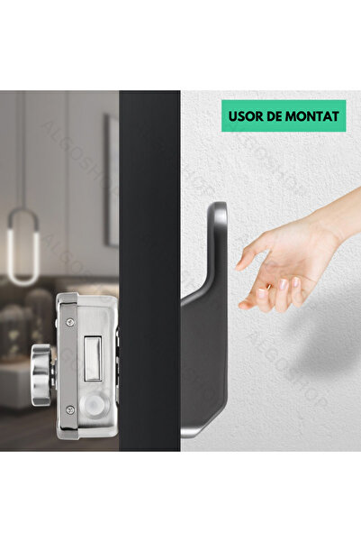 algoshop Smart lock for exterior door waterproof, unlocking with fingerprint password card bluetooth APP, key