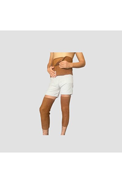 S&D ÇARŞİ Camel Wool Model Velcro Adjustable Waist Corset and Long Knee Pad (Two in One) Women Men Unisex