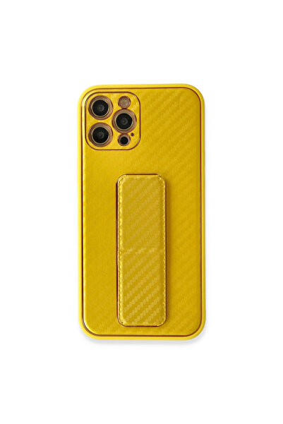 eco port Iphone 12 pro max case coco carbon stand cover - yellow