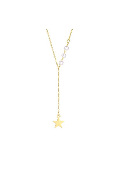 RAFINI Colier Pearl Star - Placat cu Aur 18K, Otel inoxidabil