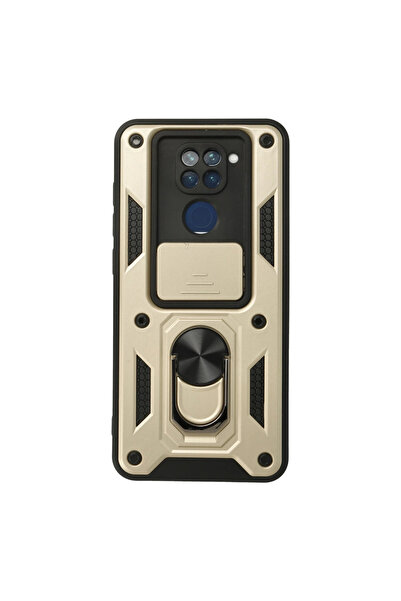 Kuzgun Ticaret حافظة ريدمي نوت 9 من السيليكون مع حلقة عدسة بارس - ذهبي