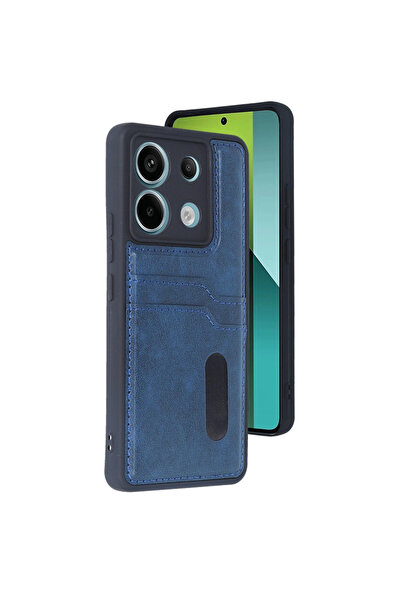 eco port حافظة ريدمي نوت 13 برو 4 جي من الجلد مع حامل بطاقات سارا - أزرق داكن
