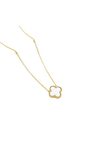 RAFINI Colier White Flower - Placat cu Aur 18K, Otel inoxidabil