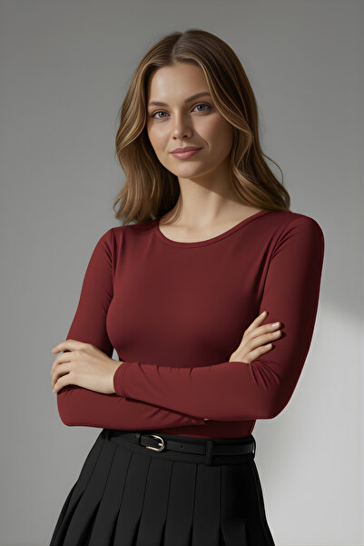 lytonstore Women's Crew Neck Stretch Fabric Long Sleeve Basic Bodysuit