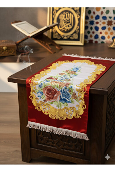 simply line Stylish Dowry Gift with Ottoman Motifs, Luxurious Prayer Mat Lined with Gold-Plated Quality Large-Sized Prayer Mat