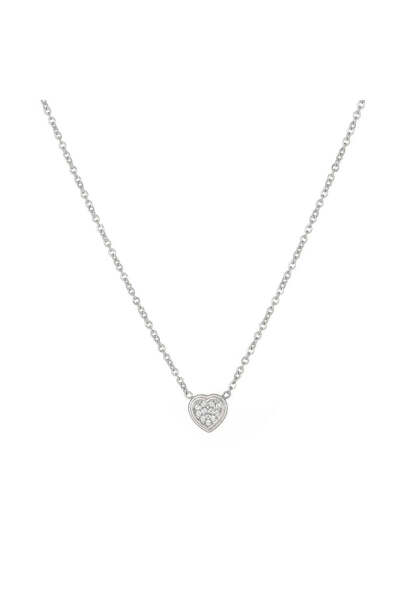 RAFINI Colier Silver Crystal Heart - Placat cu Aur 18K, Otel inoxidabil