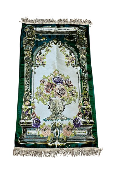 simply line Stylish Dowry Gift with Ottoman Motifs, Luxurious Prayer Mat Lined with Gold-Plated Quality Large-Sized Prayer Mat