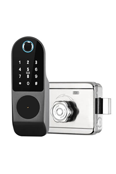 algoshop Smart lock for exterior door waterproof, unlocking with fingerprint password card bluetooth APP, key