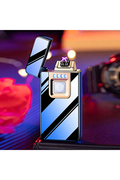 Ems Bricheta electrica cu incarcare USB Aprindere cu touch, Dublu Arc Blue