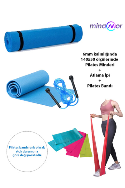 Minamor 6mm 140x50 Mavi Renk Pilates Minderi - Atlama İpi - Pilates Bandı