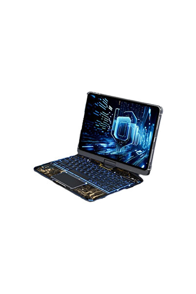 eco port حافظة Jp11 iPad Pro 11 (2022) من Vales مع لوحة مفاتيح LED دوارة - حم...