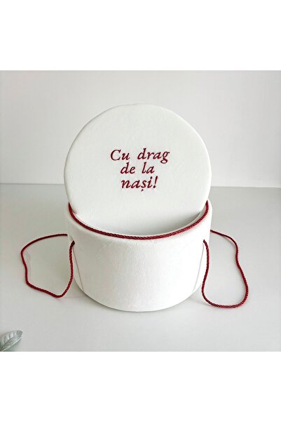 ANYA-EVENT Cutie Pentru Trusou Buretata Broderie Rosu