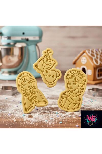 WLS studio 3'lü Anna, Elsa ve Olaf Kurabiye Kalıbı Ve Şeker Hamuru Şekillendi...