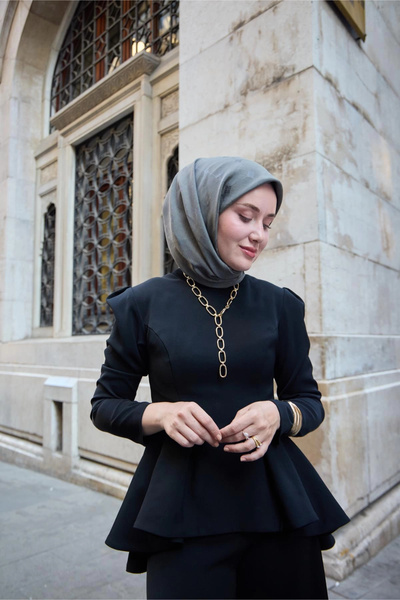 Silk Home Μονόγραμμα Βαμβακερό Μεταξωτό Φουλάρι - Γκρι-Πράσινο