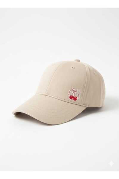 patasarım قبعة مينيمال تشيري مطبوع ذات أزرار كبس