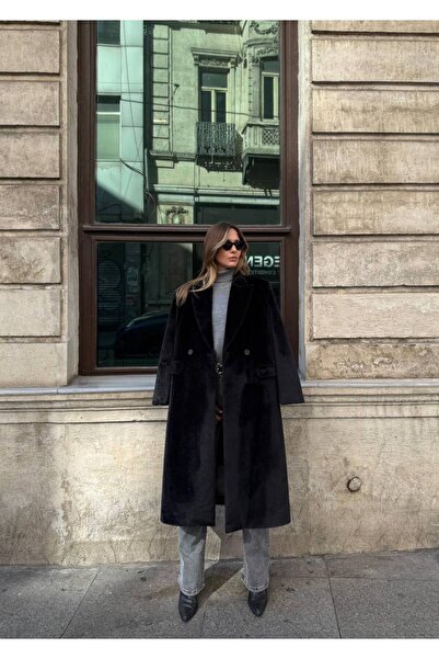 Ecenin Favorileri Textured Thick Long Loose Fit Women's Coat