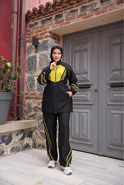 MİMİ Luxury Wear Women's Hijab Tracksuit Set, Top and Bottom Set with Zipper