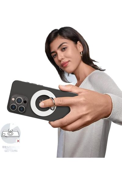 Anker MagGo 610 Magnetic Phone Grip Ring Holder, Adjustable Stand for iPhone 12/13, White