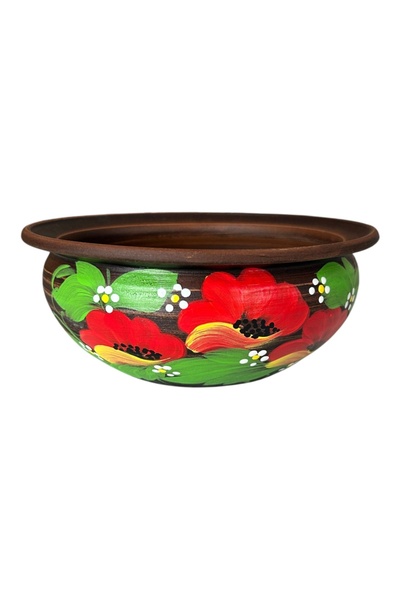 Ceramica Martinescu Traditional ceramic bowl, hand-painted with poppies