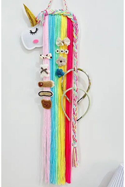 cicish Unicorn Toka Askısı-Çocuk Odası-Genç Odası -Toka Toplayıcı 25x75Cm Çok...