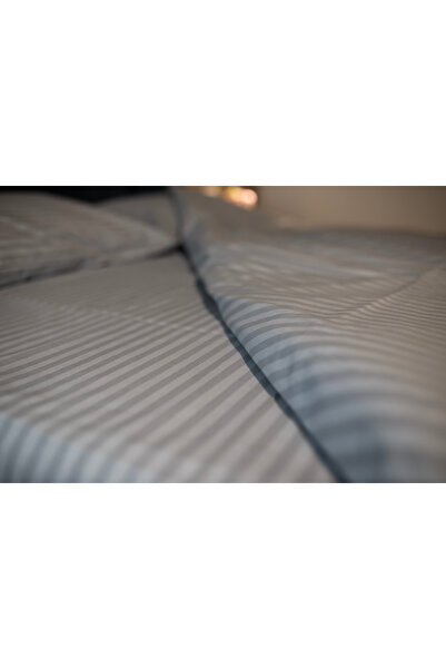 OEM Grey striped bed linen for 2 people
